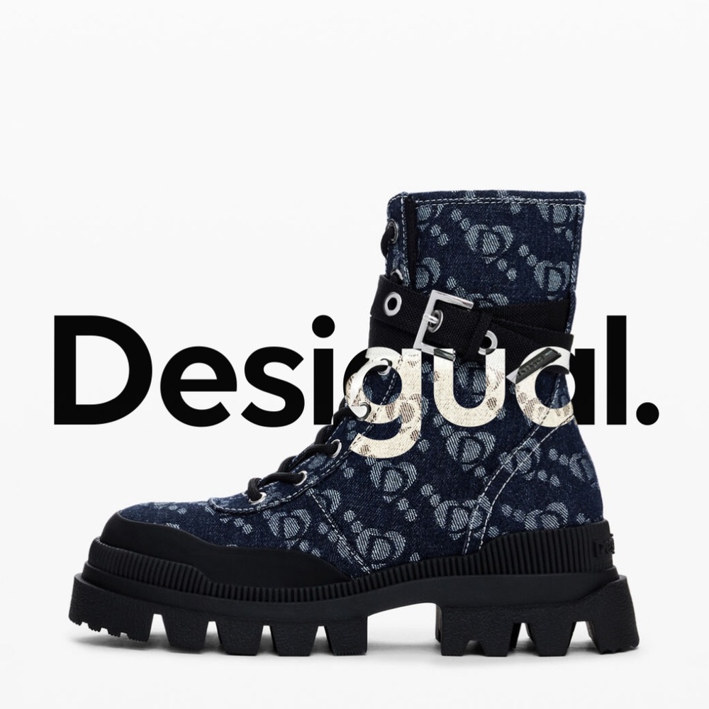 NEW Desigual denim Patterned Boots size 9
